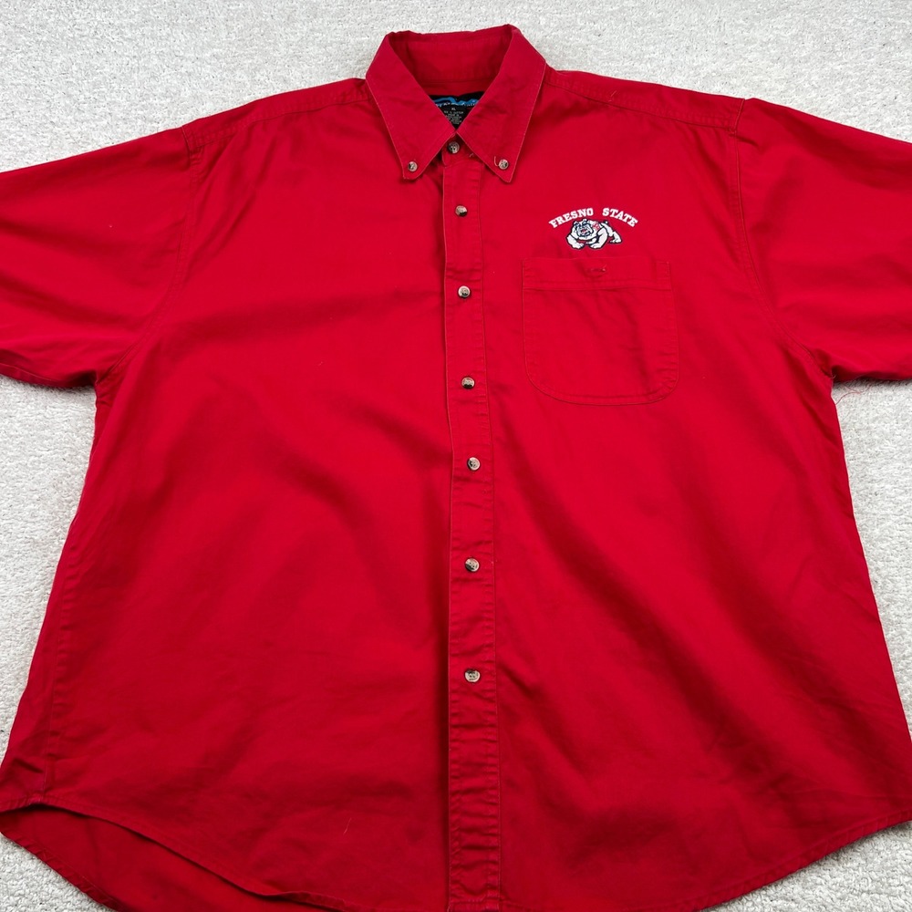 Tri-Mountain Fresno State Bulldogs Shirt Mens XL Red Cotton Short Sleeve NCAA